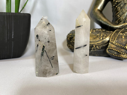 Black Tourmaline in Quartz Tower