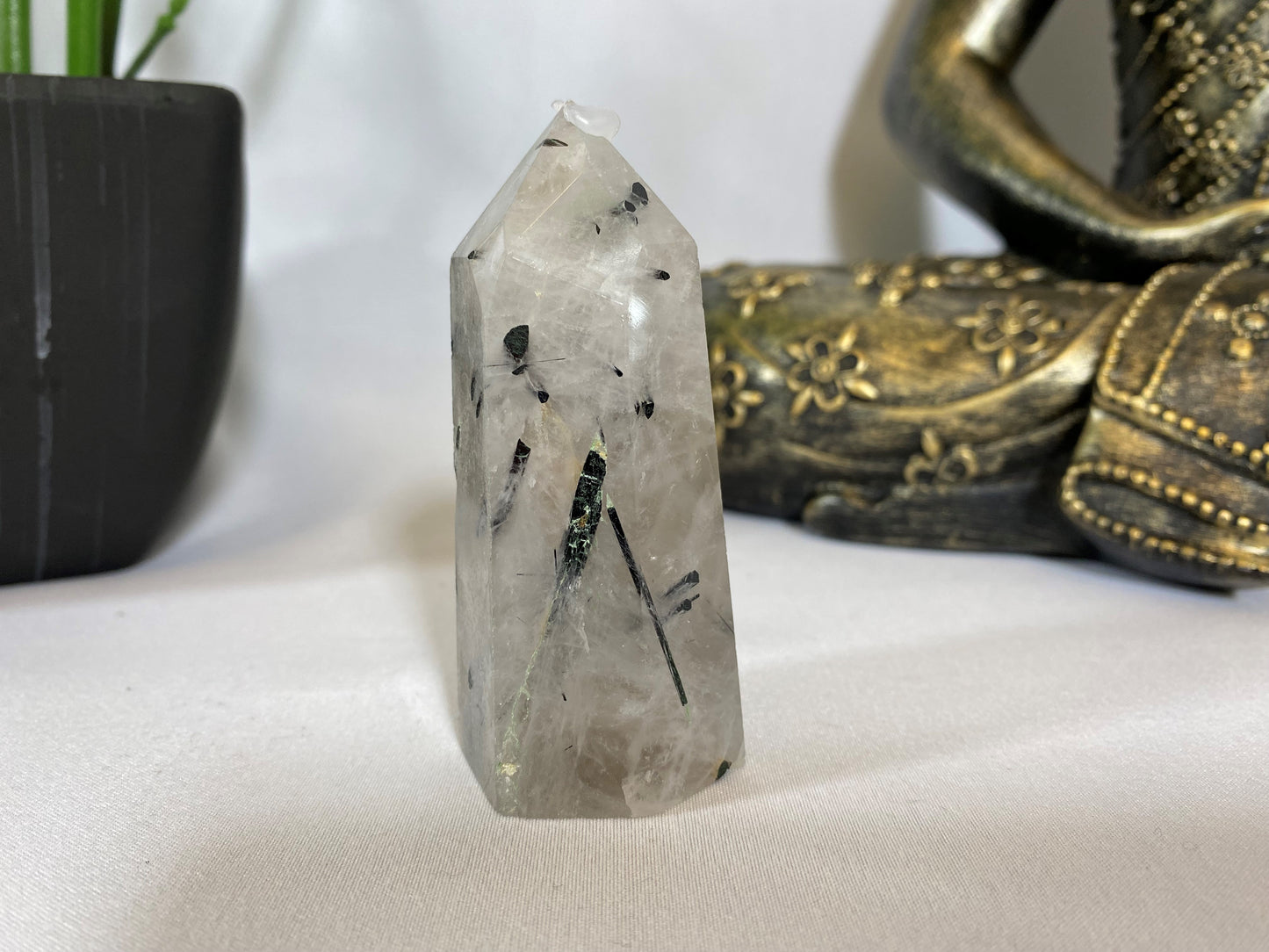 Black Tourmaline in Quartz Tower