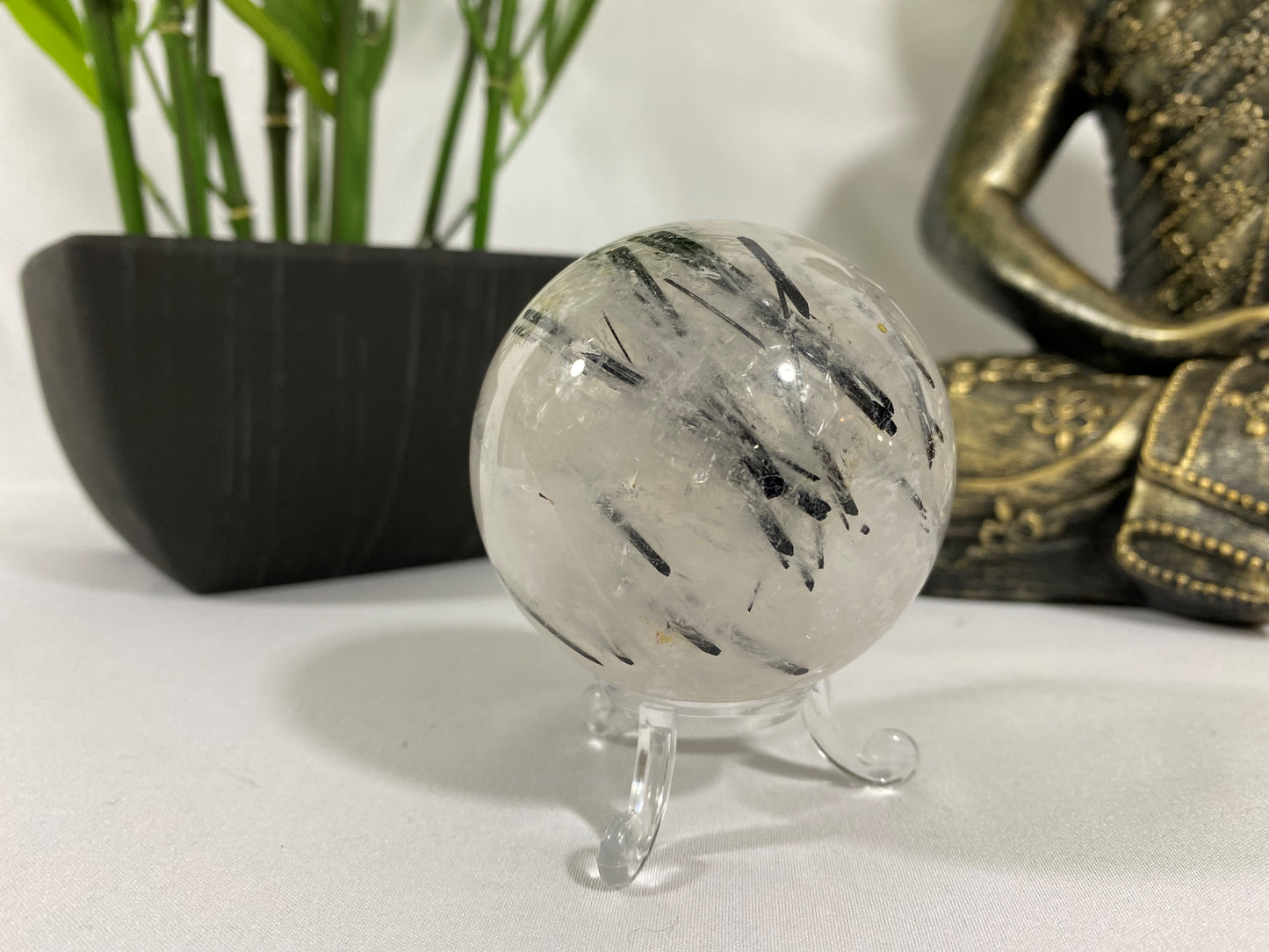 Black Tourmaline in Quartz Sphere