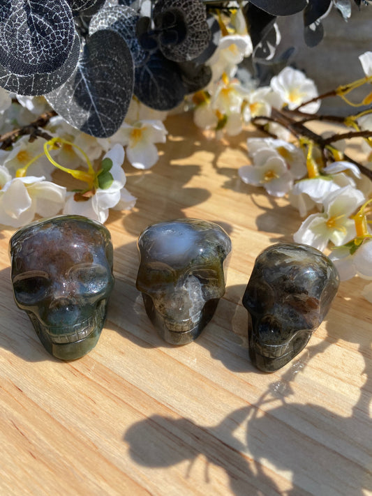 Moss Agate Skull