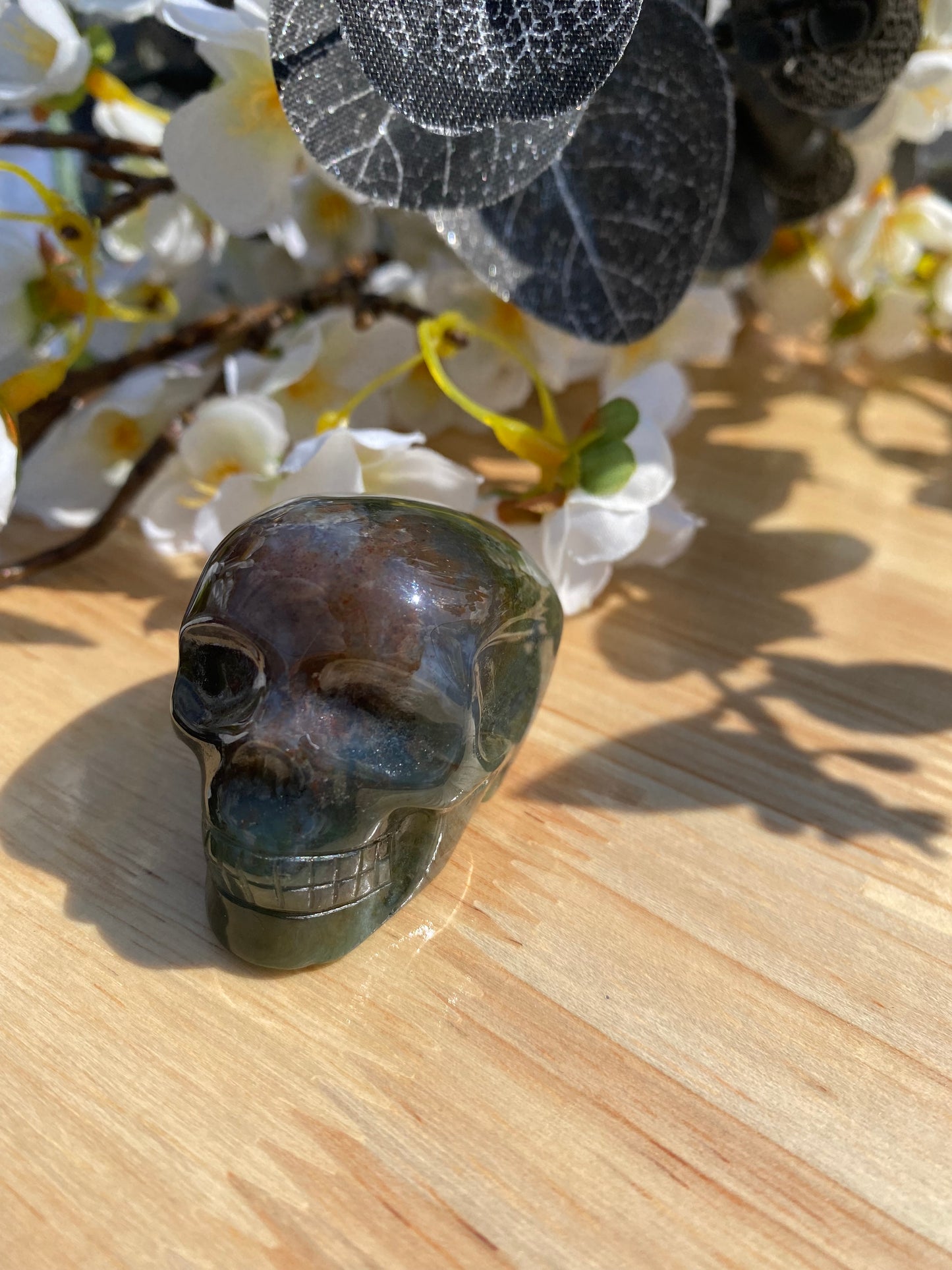 Moss Agate Skull