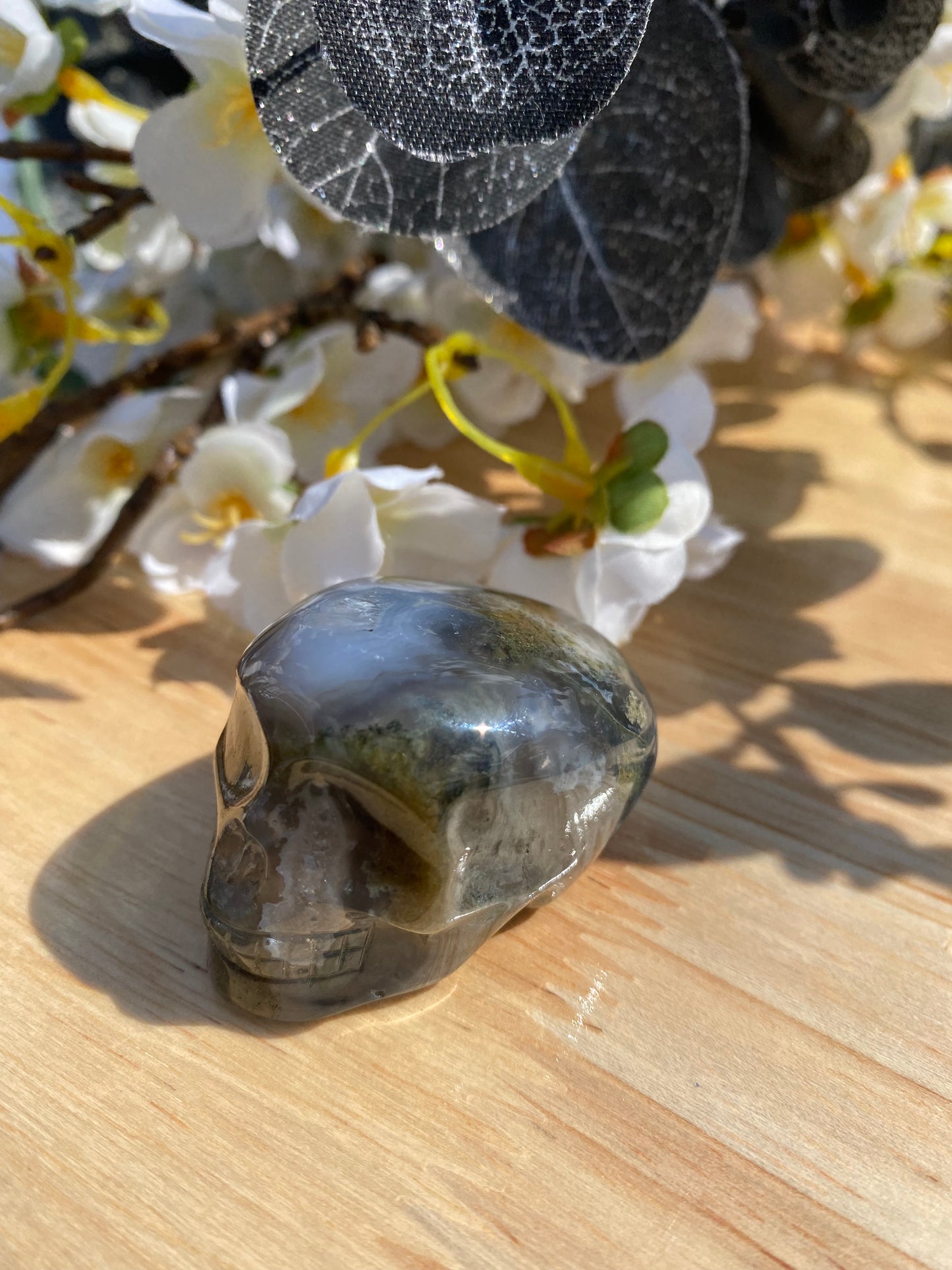 Moss Agate Skull