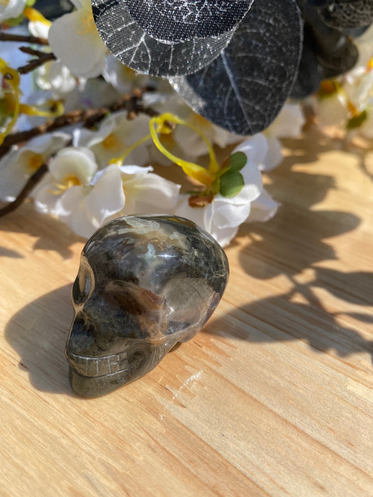 Moss Agate Skull