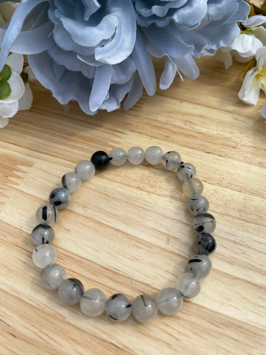 Black Tourmaline in Quartz Bracelet