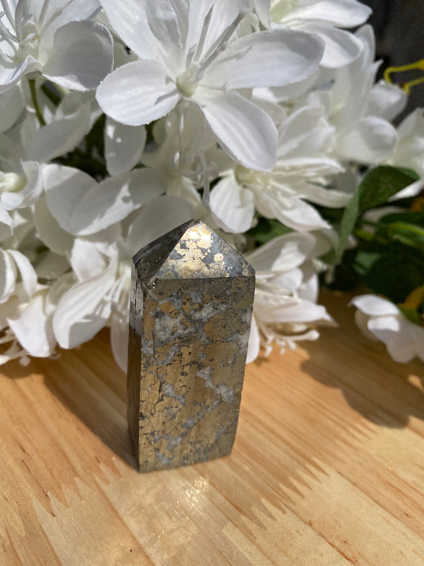 Pyrite in Quartz Tower