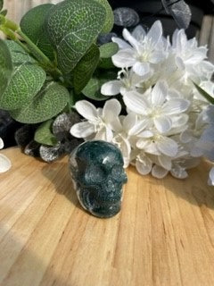 Moss Agate Skull